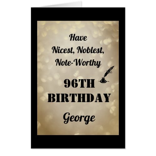 Giant Personalised Sparkly 96th Birthday Card