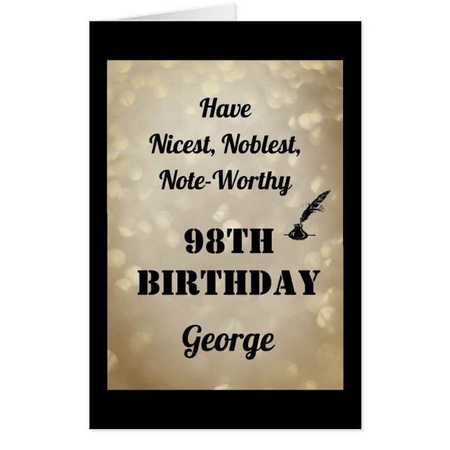 Giant Personalised Sparkly 98th Birthday Card (Front)
