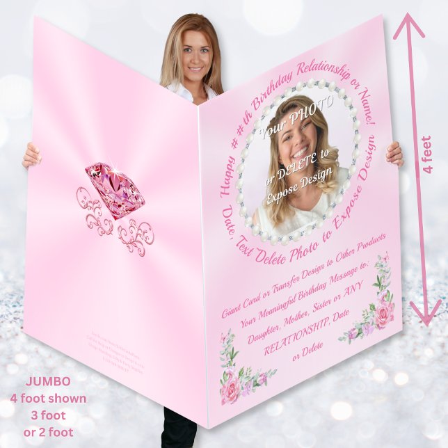 GIANT Personalized Birthday Cards, for Her 3 Size Card (Where to buy jumbo birthday cards? Giant personalised birthday cards. Photo birthday cards for mom.)