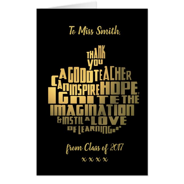 giant personalized teacher card for class to sign (Front)