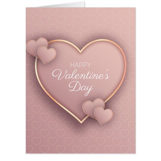 Giant Pink and Gold Photo Valentine's Card (Front)