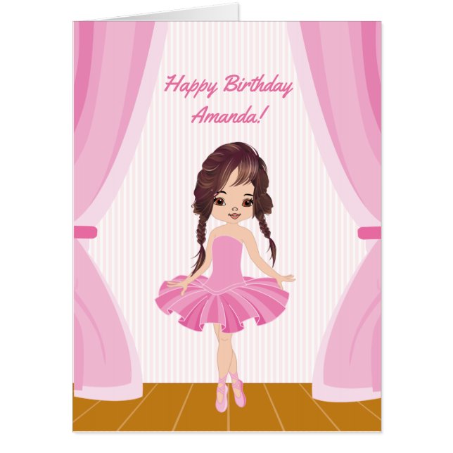 Giant Pink Ballerina theme Birthday add photo Card (Front)
