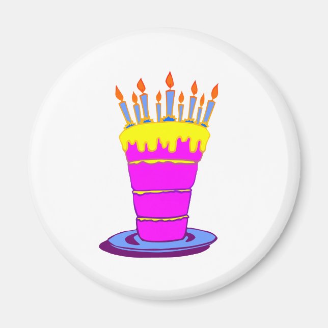 Giant Pink Birthday Cake Magnet (Front)