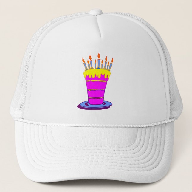 Giant Pink Birthday Cake Trucker Hat (Front)