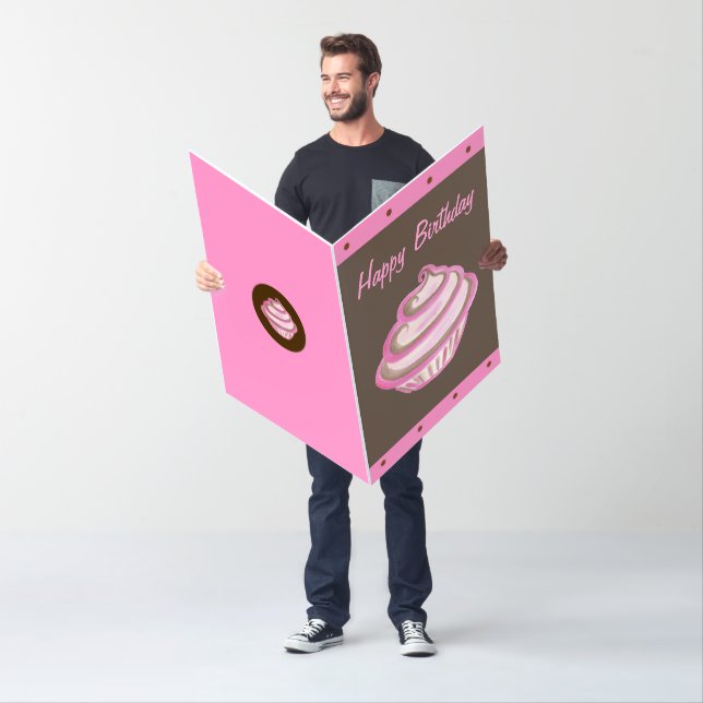 Giant Pink  Cupcake Birthday Card (In Situ)