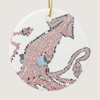 Giant pink squid mosaic ceramic ornament