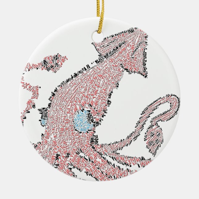Giant pink squid mosaic ceramic ornament (Front)