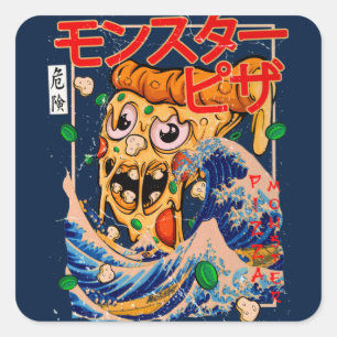 Giant Pizza Monster Spotted in Kanagawa  Square Sticker