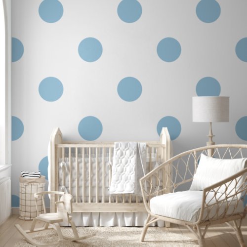 Giant Polka Dot Pattern Blue Pastel Color Wallpaper