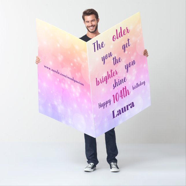 Giant pretty elegant personalised 104th birthday card (In Situ)