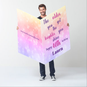 Giant pretty elegant personalised 40th birthday card