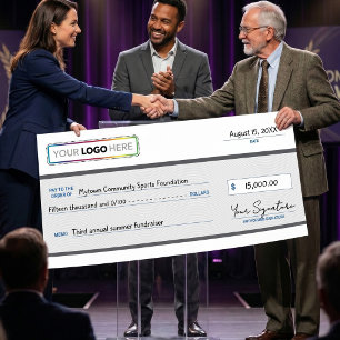 Giant Promotional Check with Business Logo Poster