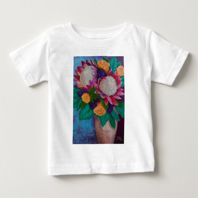 Giant Proteas and Orange Roses Baby T-Shirt (Front)