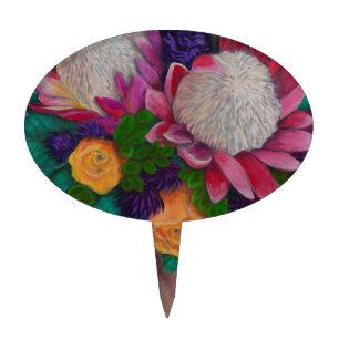 Giant Proteas and Orange Roses Cake Topper