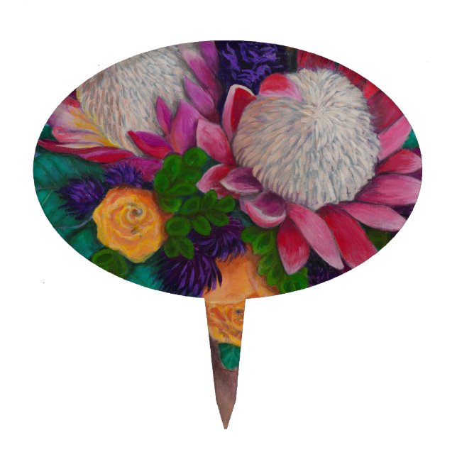 Giant Proteas and Orange Roses Cake Topper (Front)