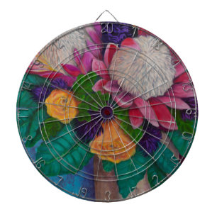 Giant Proteas and Orange Roses Dartboard With Darts