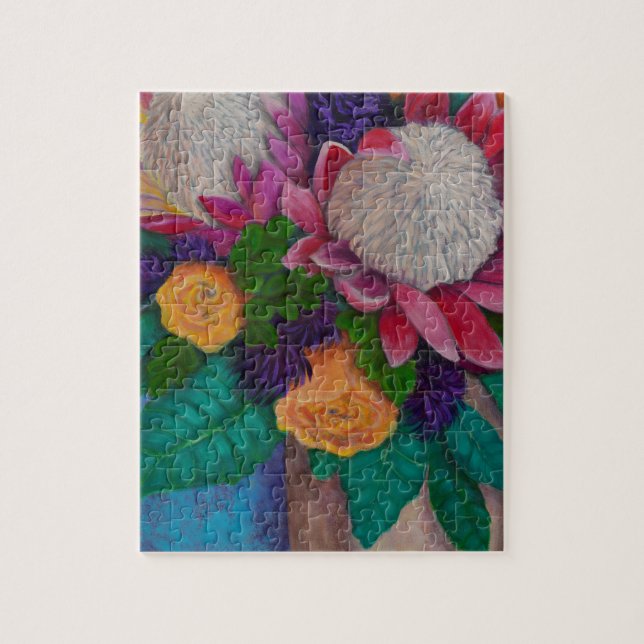 Giant Proteas and Orange Roses Jigsaw Puzzle (Vertical)