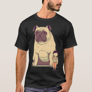 Giant pug cartoon, cute pug art, huge pug, for pug T-Shirt