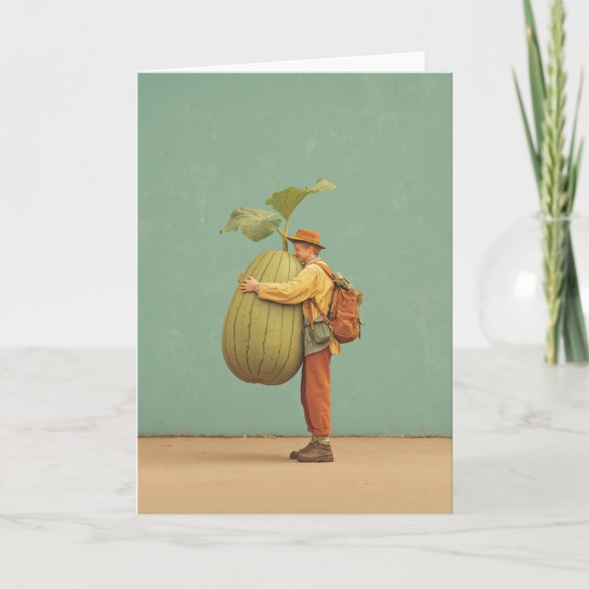 Giant Pumpkin Hug  Card (Front)