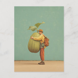 Giant Pumpkin Hug Holiday Postcard