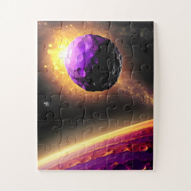 Giant Purple Comet Roars Toward Pink Planet Jigsaw Puzzle (Vertical)