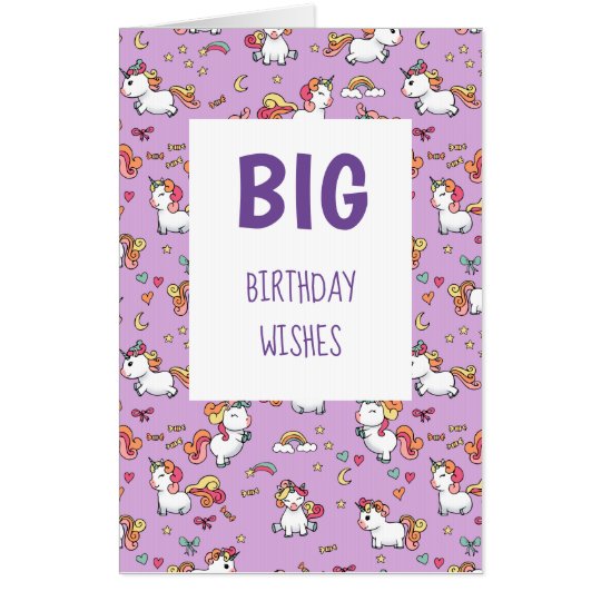 Giant purple pastel unicorn pattern card Zazzle