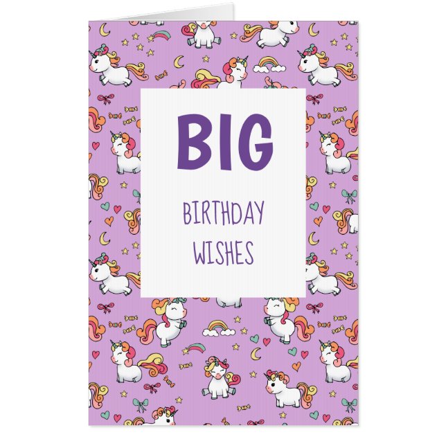 Giant purple pastel unicorn pattern card (Front)