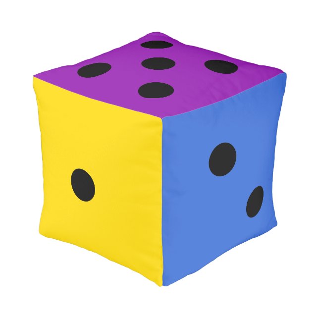 Giant Rainbow Dice Pouf (Angled Front)