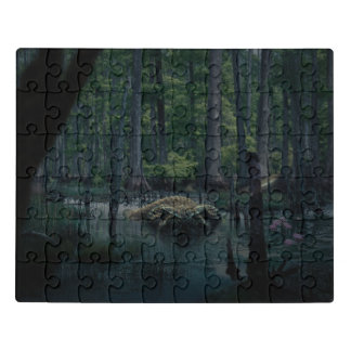 Giant Rattle Snake in Dark Swamp - Surreal Art Jigsaw Puzzle