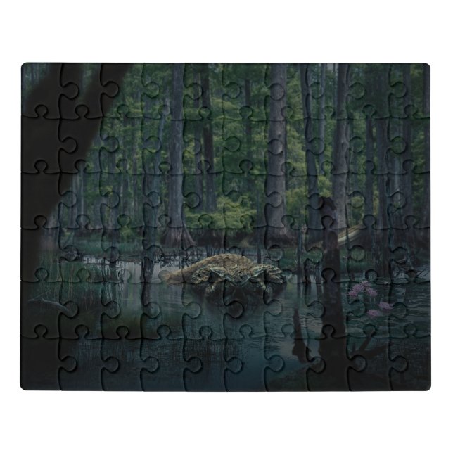 Giant Rattle Snake in Dark Swamp - Surreal Art Jigsaw Puzzle (Puzzle Horizontal)