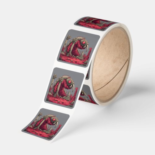 Giant Red Alien Worm Monster Sticker
