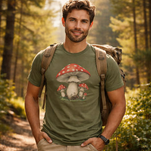 Giant Red Amanita Mushroom - Retro Men's Graphic T-Shirt