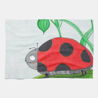 Giant red ladybug on a leaf kitchen towel