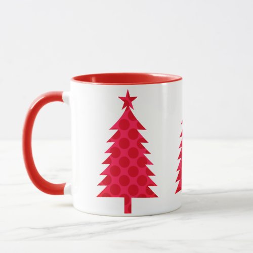 Giant Red Polka Dots Christmas Tree Mug