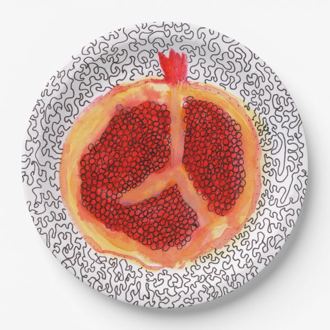 Giant Red Pomegranate  Paper Plates (Front)