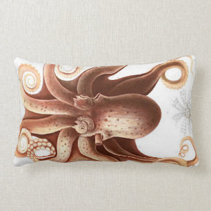 Giant Red Squid/Octopus Nautical Themed Lumbar Plw Pillow
