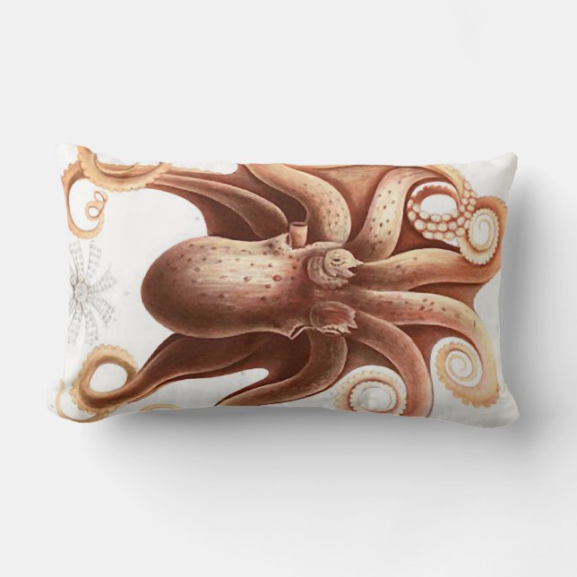 Giant Red Squid/Octopus Nautical Themed Lumbar Plw Pillow (Front)