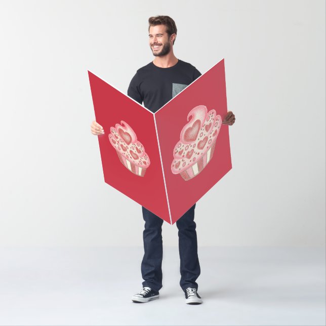 Giant Red Valentine’s Cupcake Card (In Situ)