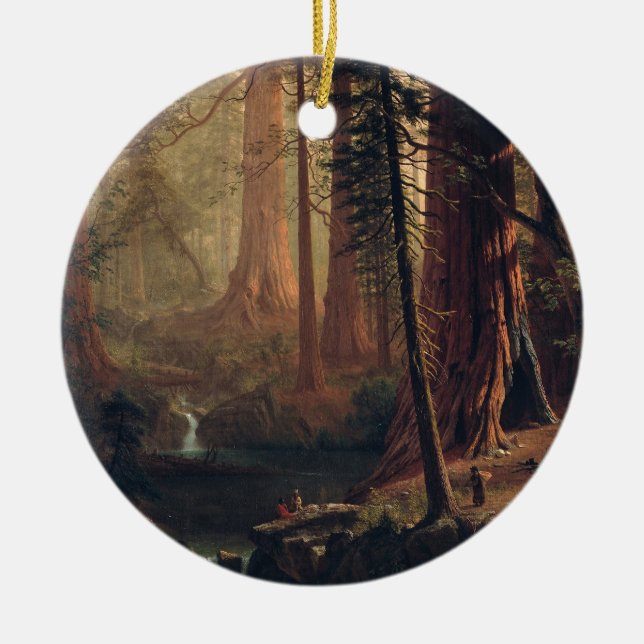 Giant Redwood Trees of California Albert Bierstadt Ceramic Ornament (Front)