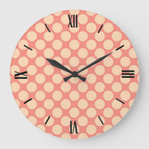 Giant retro dots - Sherbet orange Large Clock