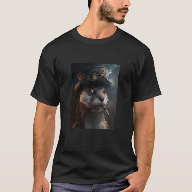 Giant River Otter Cool Otter Pirate T-Shirt (Front)