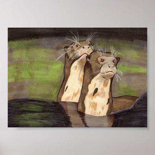 Giant River Otters 5x7 Poster