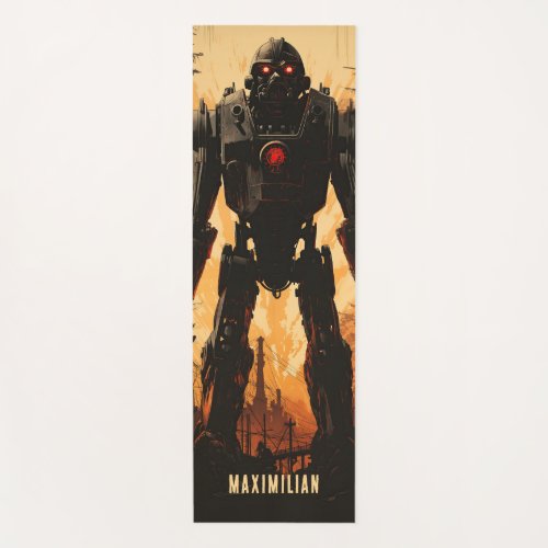 Giant Robot in Post_Apocalyptic Landscape Monogram Yoga Mat