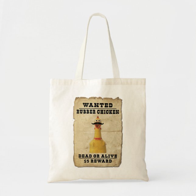 Giant Rubber Chicken Gift Boys Girls Wanted Rubber Tote Bag (Front)