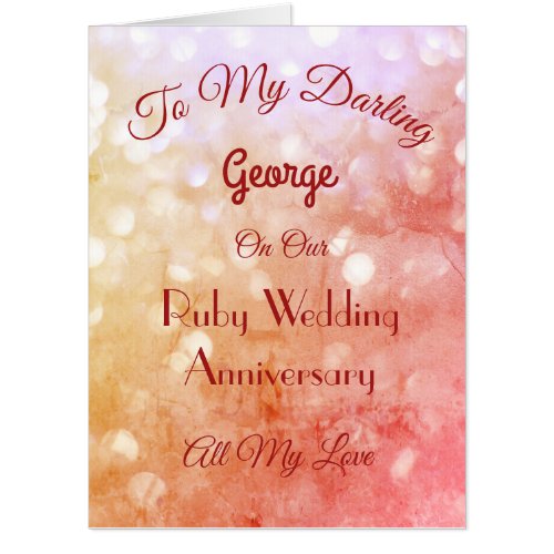 Giant Ruby Anniversary Husband Greeting Card Card