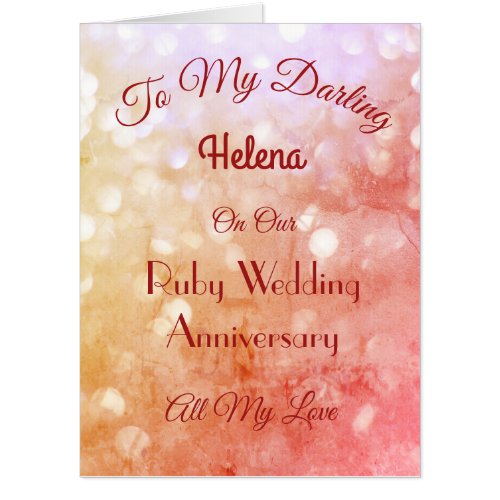 Giant Ruby Anniversary Wife Greeting Card Card