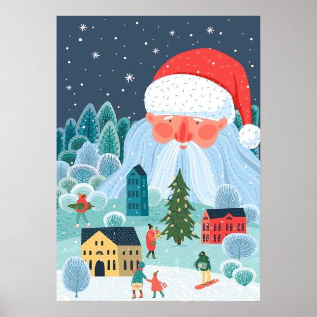 Giant Santa Oversees Town Poster (Front)