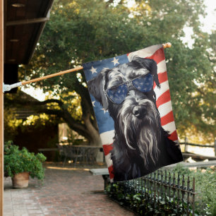 Giant Schnauzer 4th of July Independence day House Flag