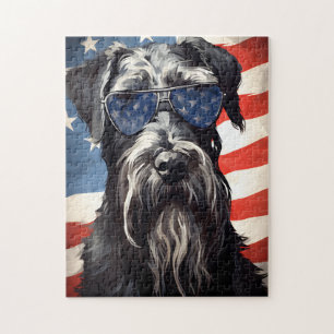 Giant Schnauzer 4th of July Independence day Jigsaw Puzzle