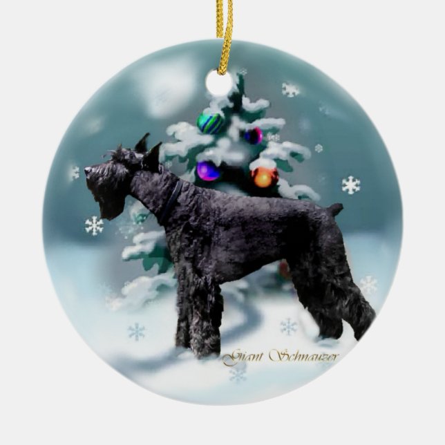 Giant Schnauzer Christmas Ceramic Ornament (Front)